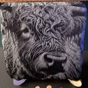 Highland Cow Slate Coaster - handmade by Barnweil (view 2)