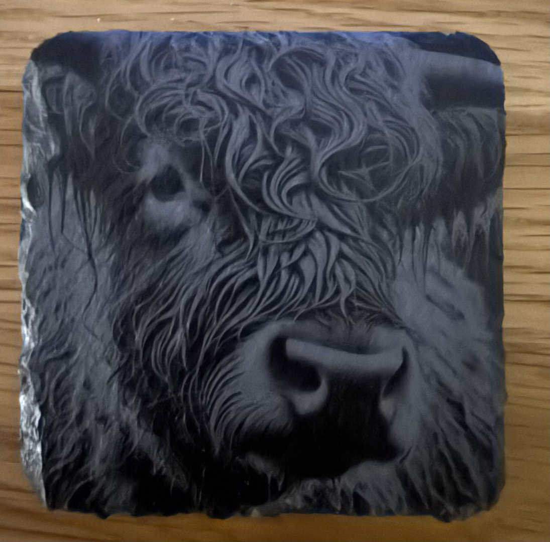 Highland Cow Slate Coaster - handmade by Barnweil (view 3)