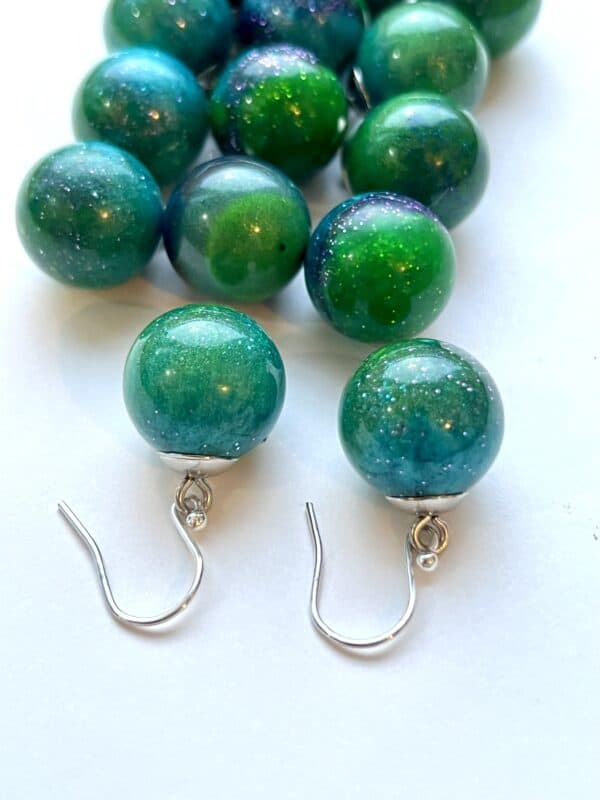 Aurora Borealis bead earrings.