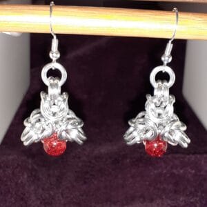 Chainmaille Celtic Tri Star Drop Earrings - Image 2