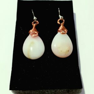 Mangano Calcite Copper Wired Earrings - handmade by Quiet Space Arts