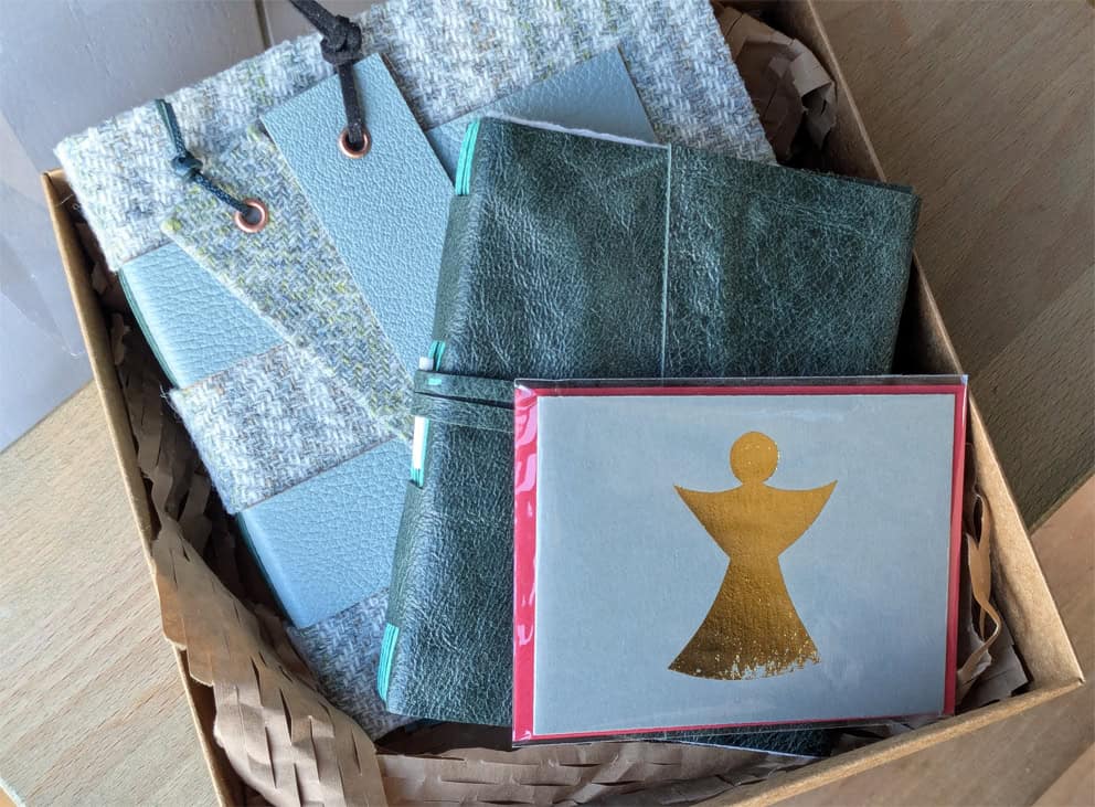 Hebridean Tweed and Leather Book Hamper - green - Image 1