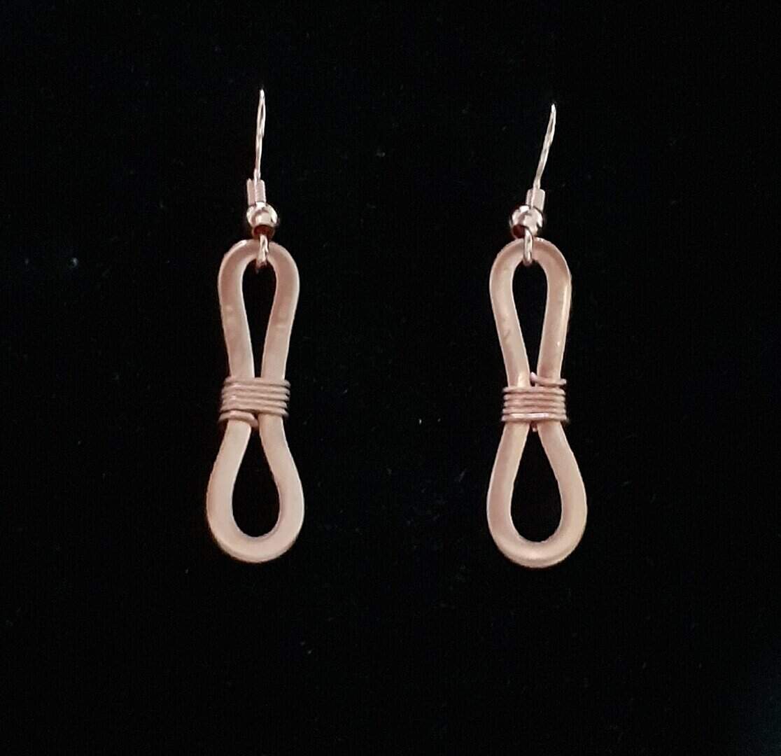 Copper Bow/Bow Tie Motif Drop Hook Earrings - Image 1