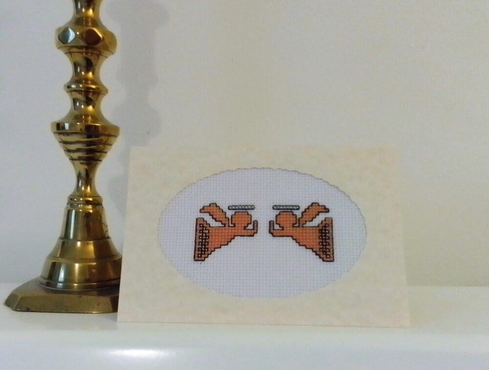 Angels on High Greetings Card - Apricot - handmade by Christie Country Crafts