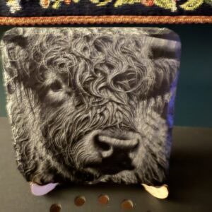 Highland Cow Slate Coaster - handmade by Barnweil