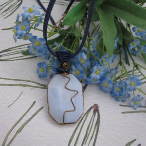 Blue Chalcedony, Wire Wrap Necklace, Gift for Her - Image 4