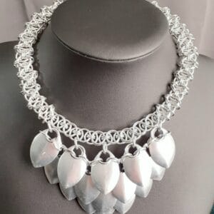 Chainmaille Dragon Scales and Celtic Vision Necklace - Image 1