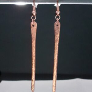 Copper Hammered Pole Drop Hook Earrings - Image 1