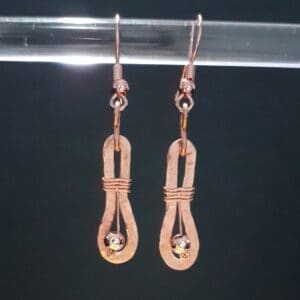 Copper Bow and Bead Drop Hook Earrings - Image 3
