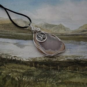Celtic, Grey, Agate, Pendant, Unisex - Image 1