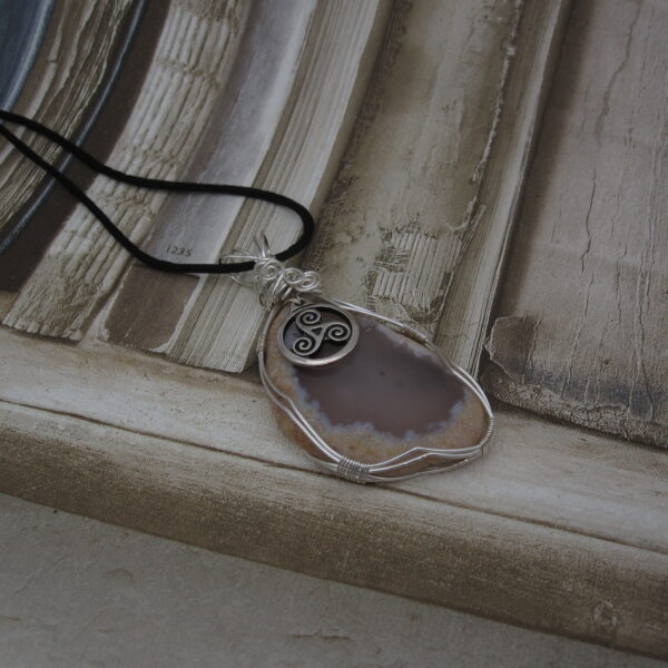 Celtic, Grey, Agate, Pendant, Unisex
