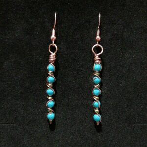 Copper Wrapped and Turquoise Beaded Earrings - Image 3