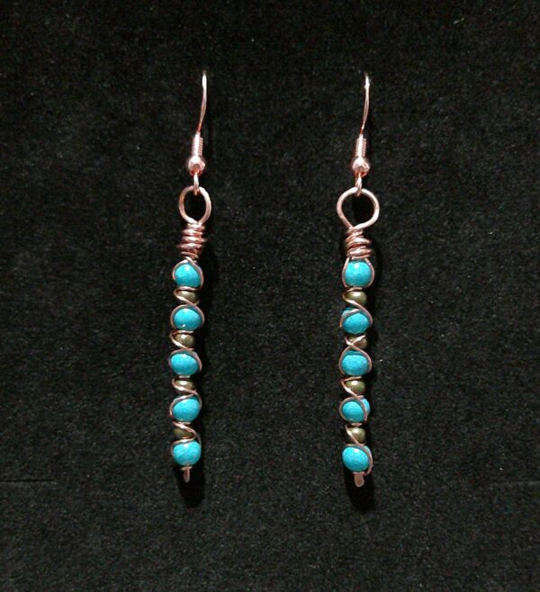 Copper Wrapped and Turquoise Beaded Earrings