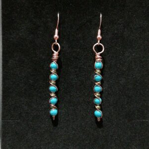 Copper Wrapped and Turquoise Beaded Earrings - Image 2