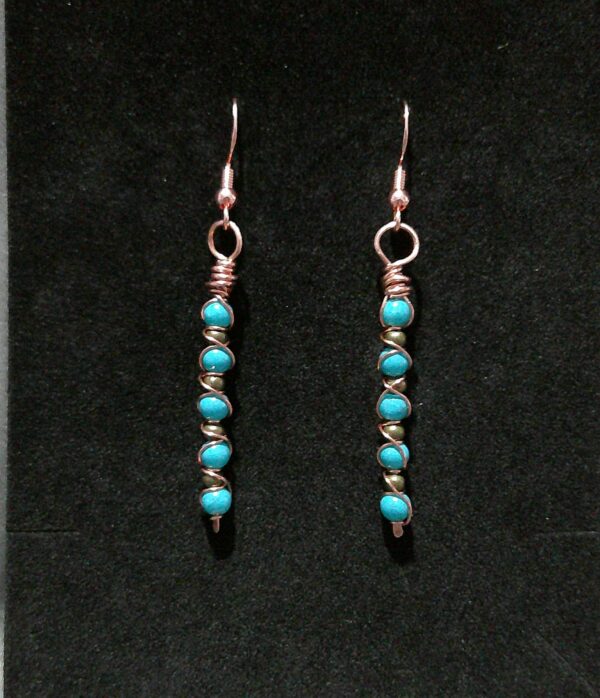 Copper Wrapped and Turquoise Beaded Earrings