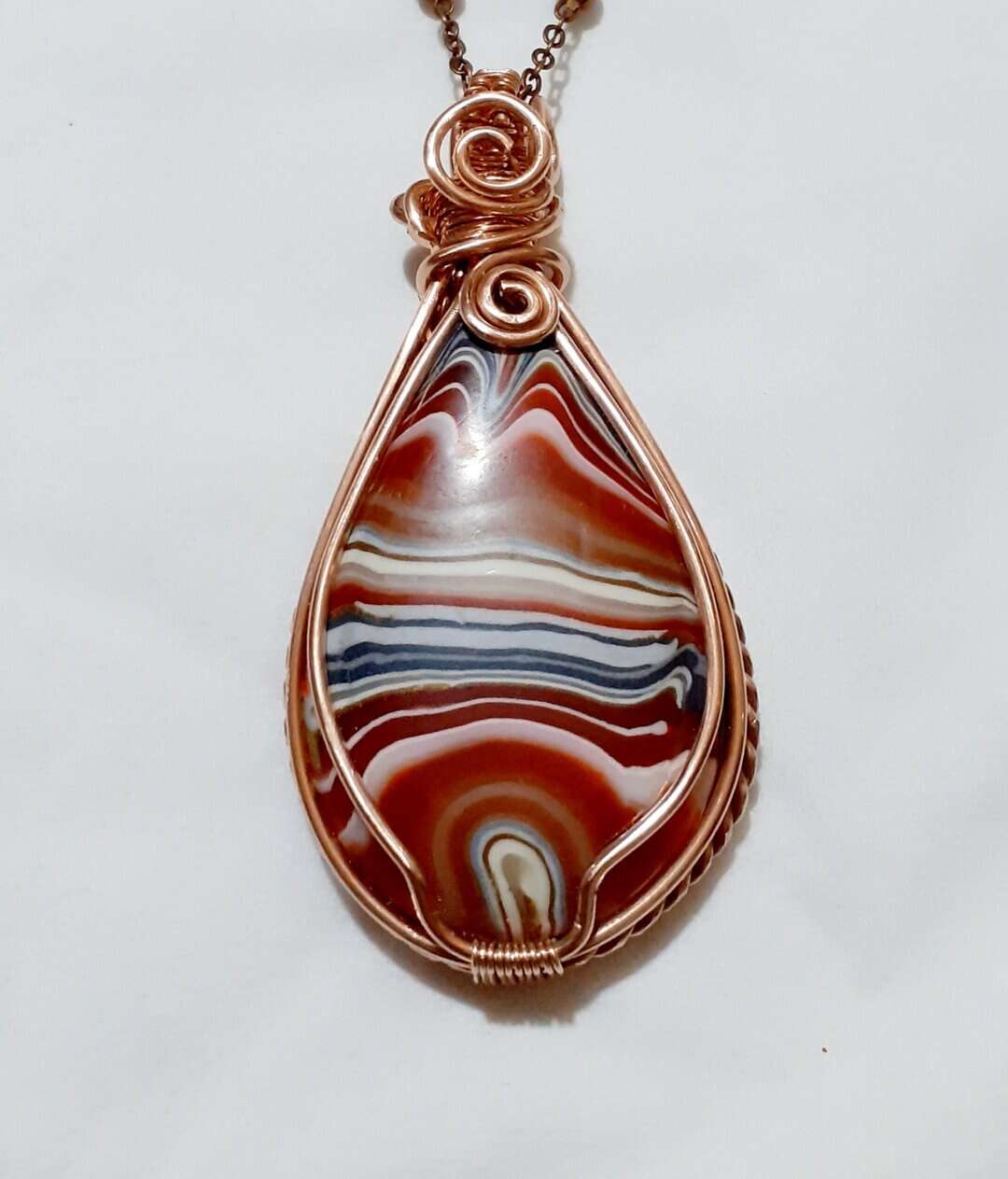 Handmade Red and Copper Necklace - Image 5