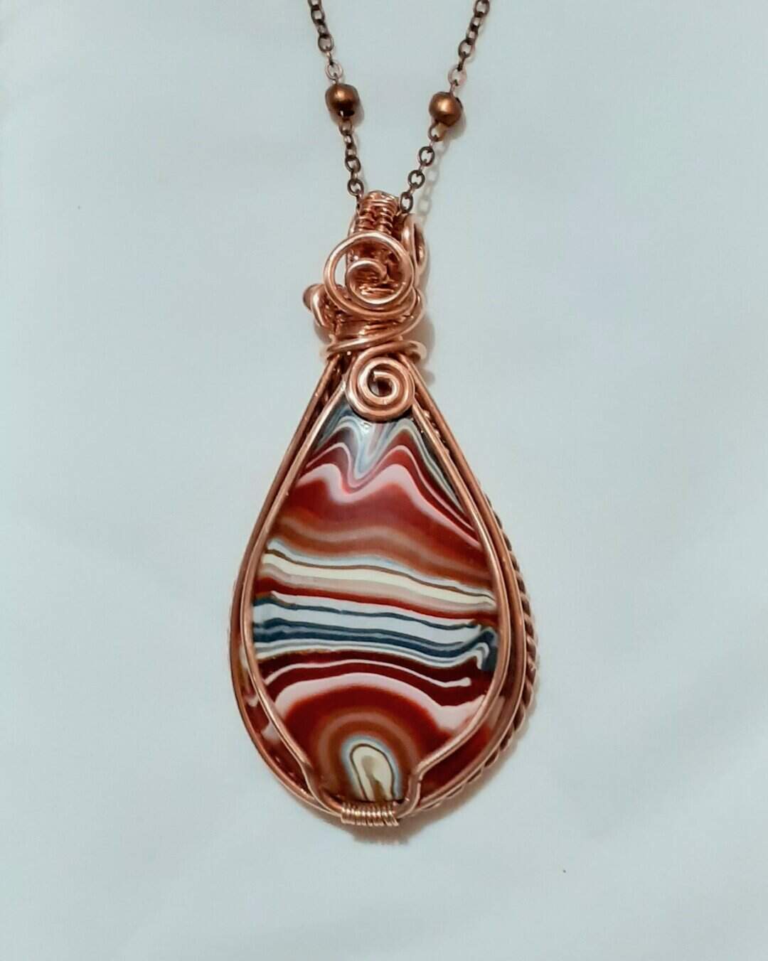 Handmade Red and Copper Necklace - Image 1