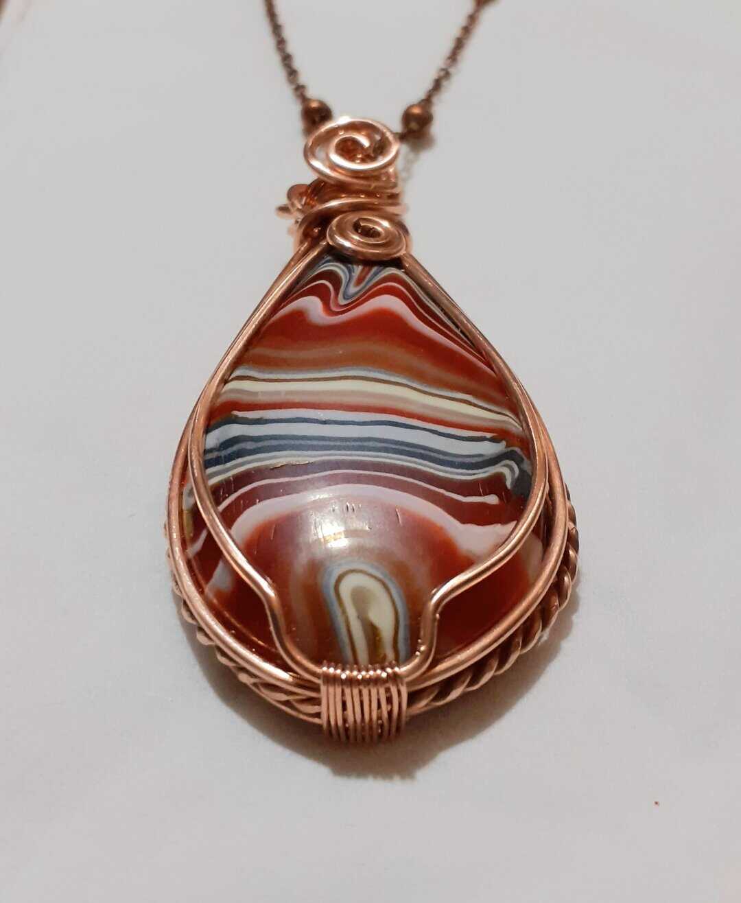 Handmade Red and Copper Necklace - Image 3