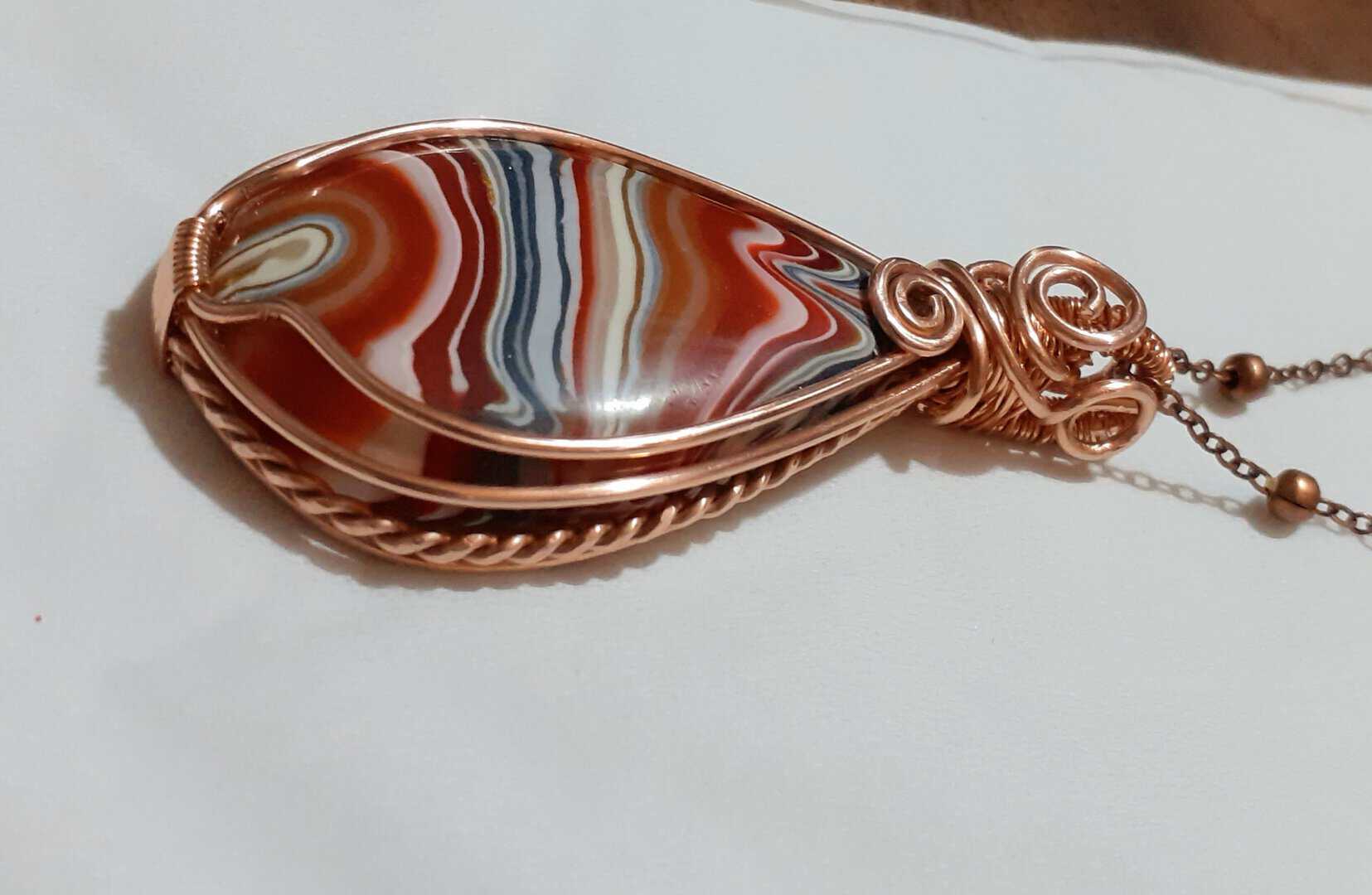 Handmade Red and Copper Necklace - Image 4