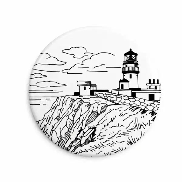 Sumburgh Head Lighthouse – Black & White Illustration Magnet