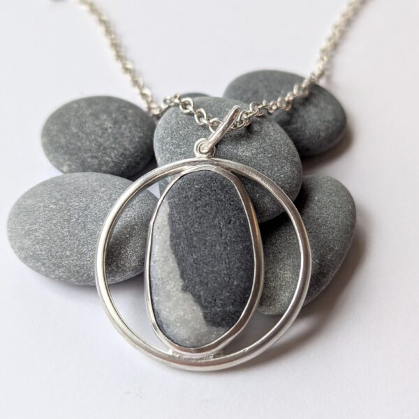 Handmade Pebble Pendant in recycled Sterling Silver