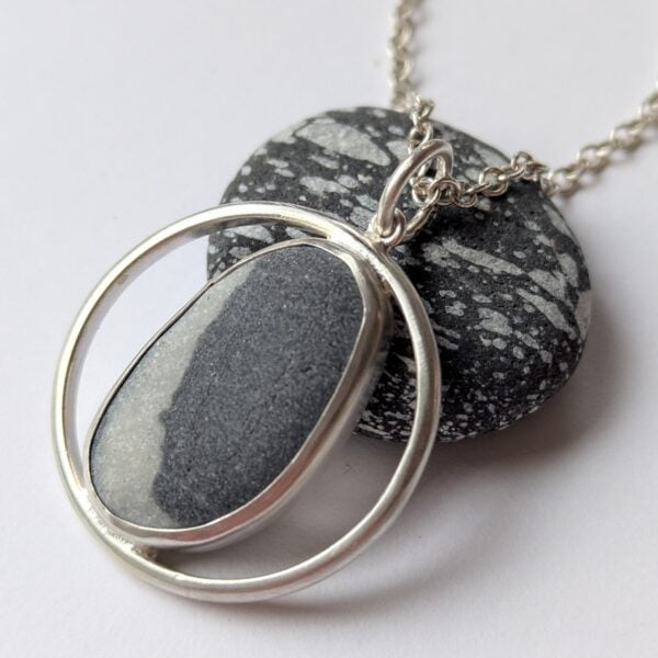 Handmade Pebble Pendant in recycled Sterling Silver