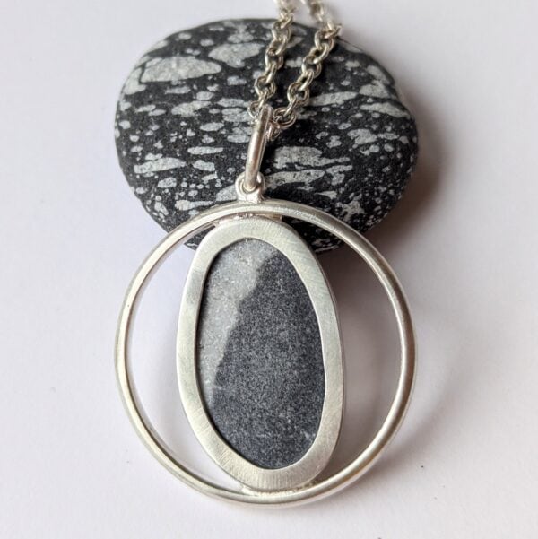 Handmade Pebble Pendant in recycled Sterling Silver