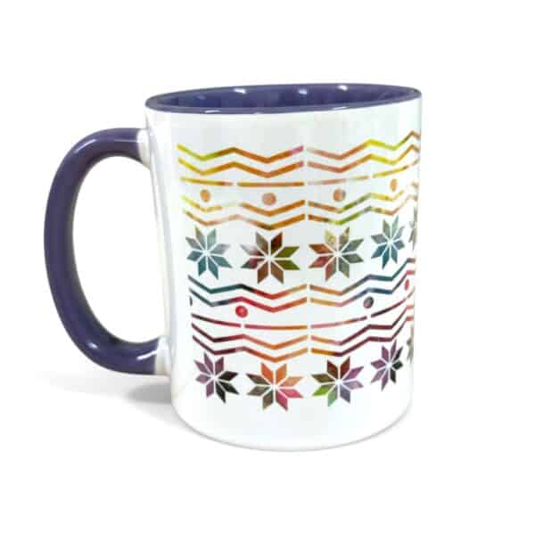 Purple & White Fair Isle Ceramic Mug