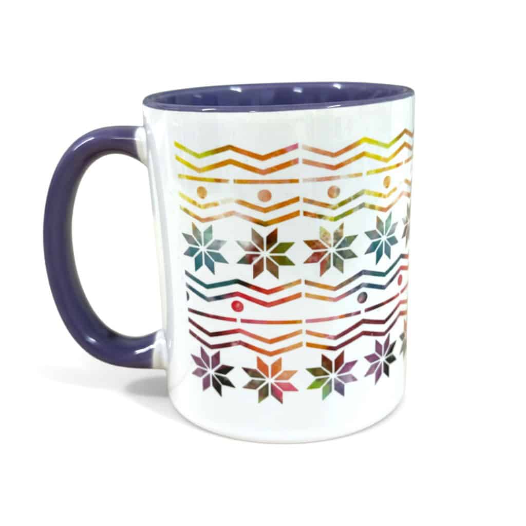 Purple & White Fair Isle Ceramic Mug - Image 1