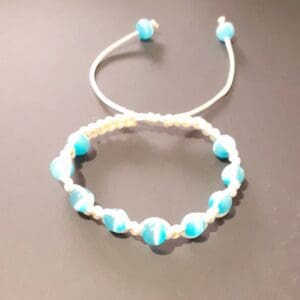 Beaded Macrame Adjustable Unisex Bracelets - handmade by Quiet Space Arts (view 2)