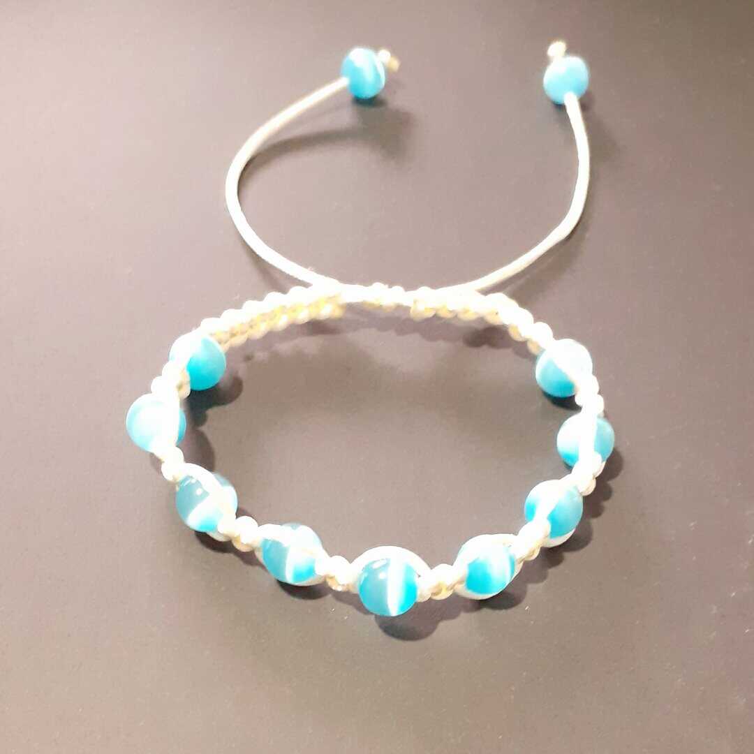 Beaded Macrame Adjustable Unisex Bracelets - handmade by Quiet Space Arts (view 2)