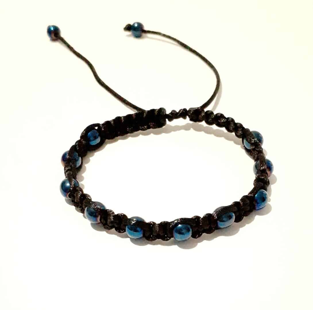 Gemstone Beaded Macrame Adjustable Unisex Bracelets - handmade by Quiet Space Arts (view 4)