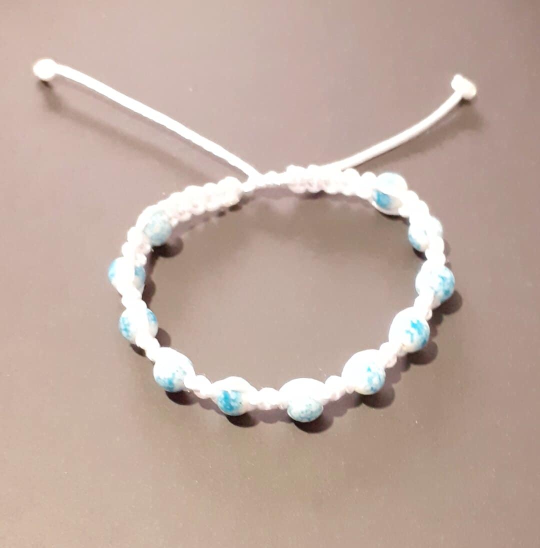 Beaded Macrame Adjustable Unisex Bracelets - handmade by Quiet Space Arts (view 3)