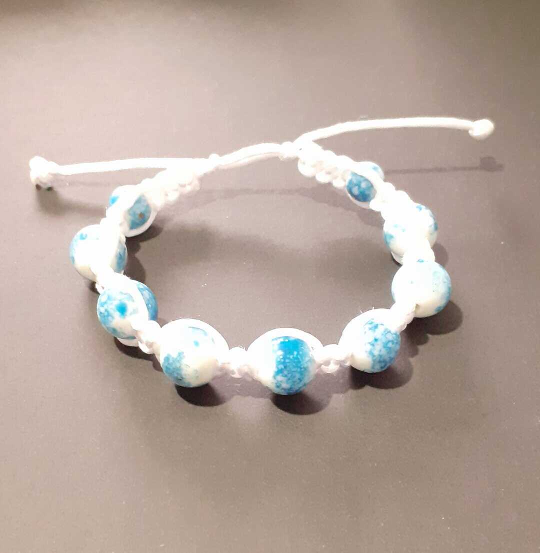 Beaded Macrame Adjustable Unisex Bracelets - handmade by Quiet Space Arts (view 4)