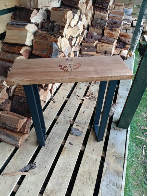 oak hall table - thistle marquetry