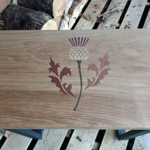 Handmade Scottish Oak Hall Table – Thistle Marquetry - Image 2