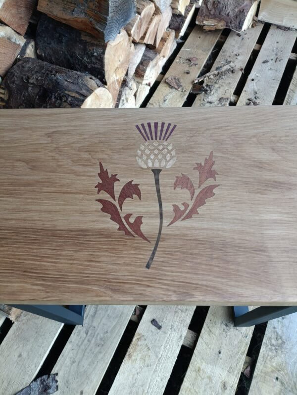 Handmade Scottish Oak Hall Table – Thistle Marquetry