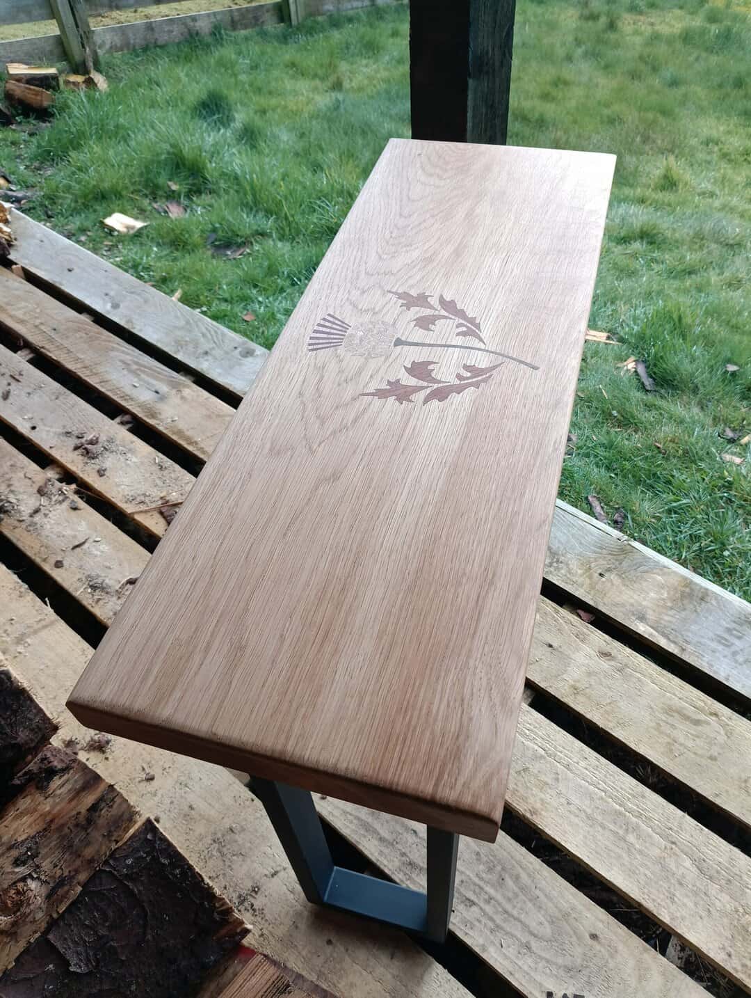Handmade Scottish Oak Hall Table – Thistle Marquetry - Image 3