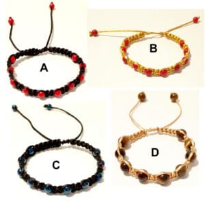 Gemstone Beaded Macrame Adjustable Unisex Bracelets - handmade by Quiet Space Arts