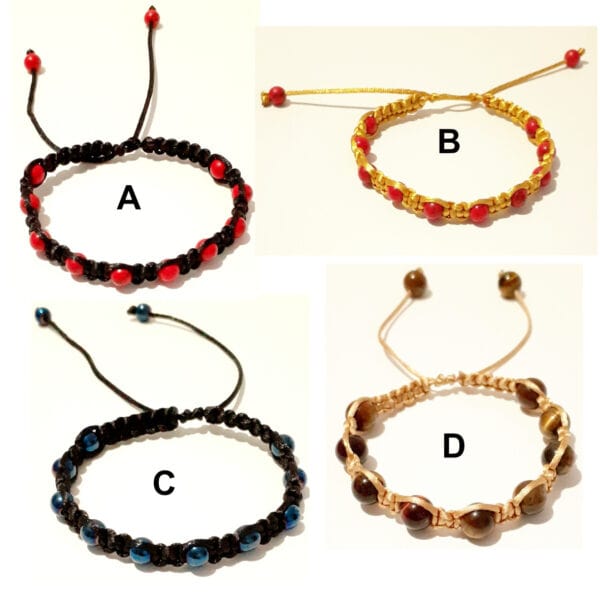 Gemstone Beaded Macrame Adjustable Unisex Bracelets - handmade by Quiet Space Arts