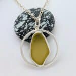 Handmade Yellow Sea Glass Pendant in Recycled Sterling Silver