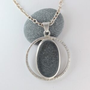 Handmade Pebble Pendant in recycled Sterling Silver - Image 1