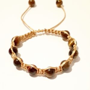 Gemstone Beaded Macrame Adjustable Unisex Bracelets - handmade by Quiet Space Arts (view 5)