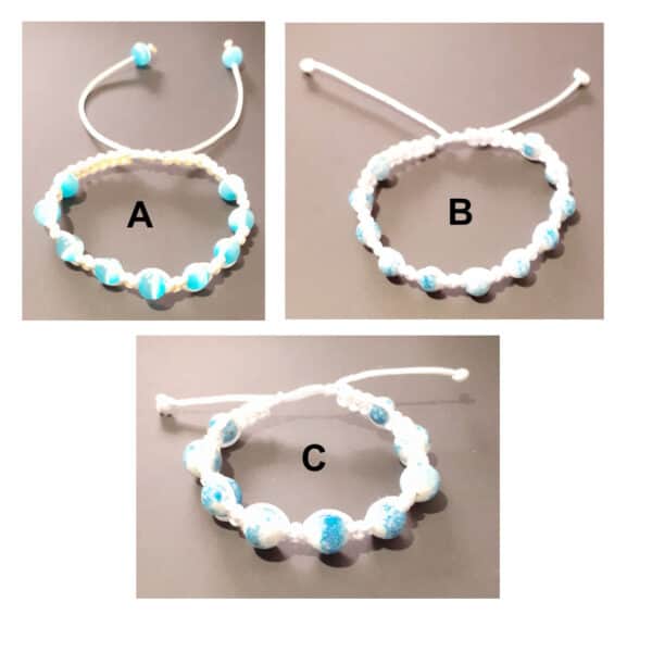 Beaded Macrame Adjustable Unisex Bracelets - handmade by Quiet Space Arts