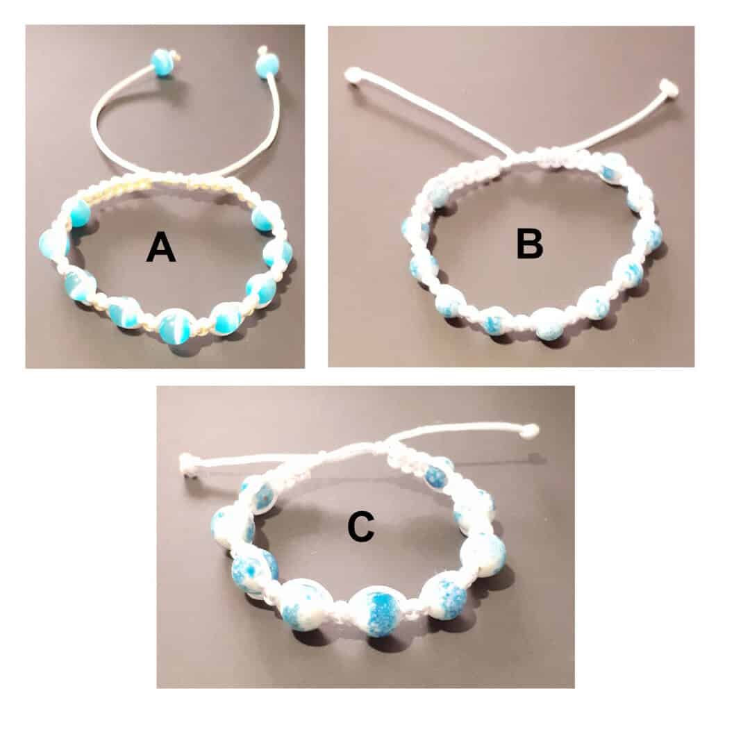 Beaded Macrame Adjustable Unisex Bracelets - handmade by Quiet Space Arts