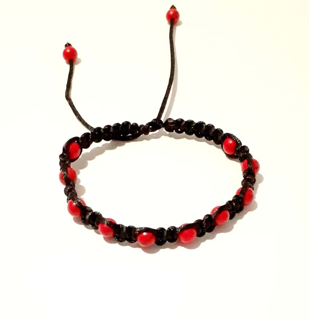 Gemstone Beaded Macrame Adjustable Unisex Bracelets - handmade by Quiet Space Arts (view 2)