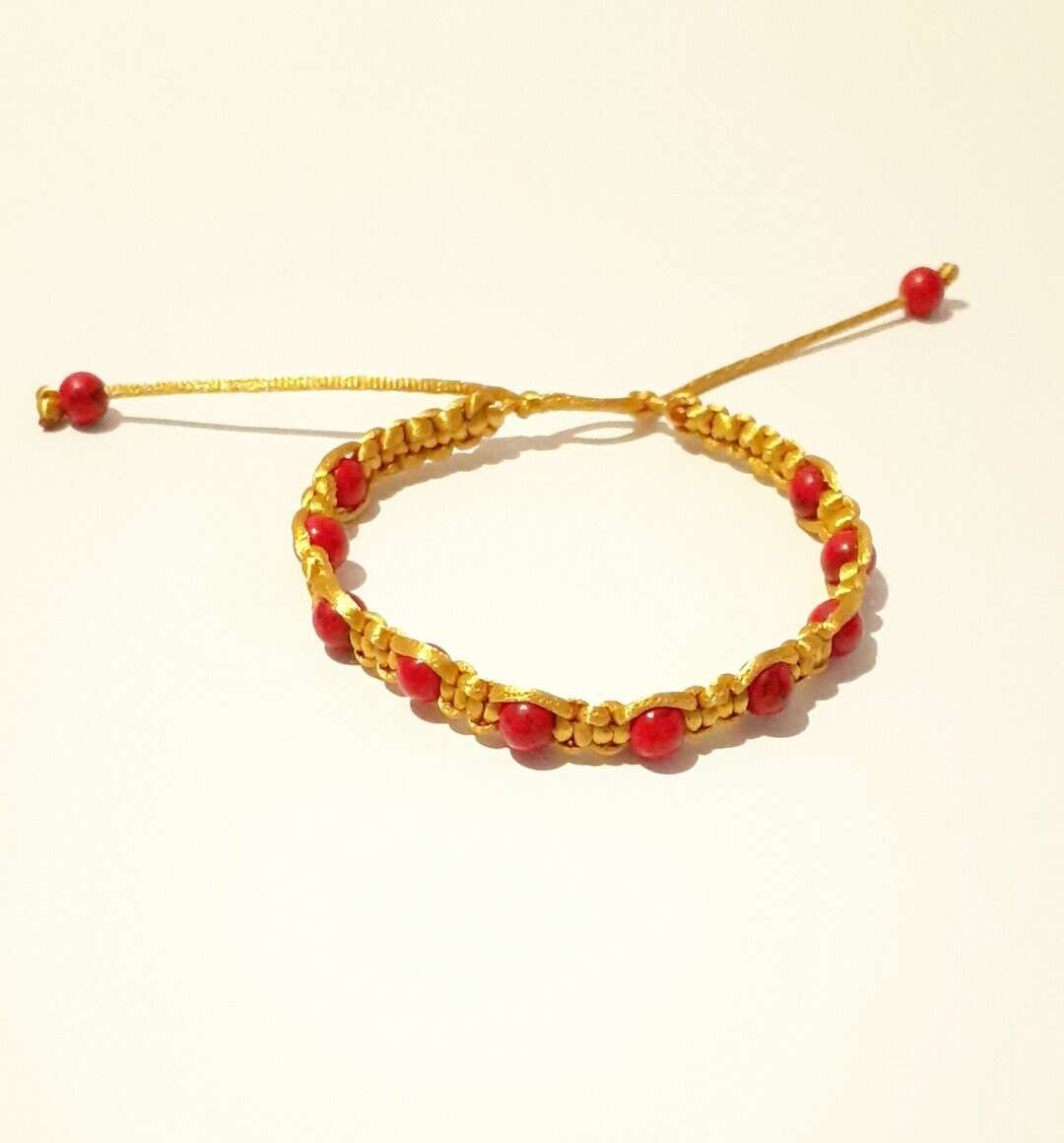 Gemstone Beaded Macrame Adjustable Unisex Bracelets - handmade by Quiet Space Arts (view 3)