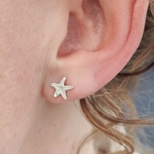 Star Fish Shell Silver Earstuds - Image 1