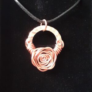Copper Ringed Large Rose ~ Necklace - Image 2