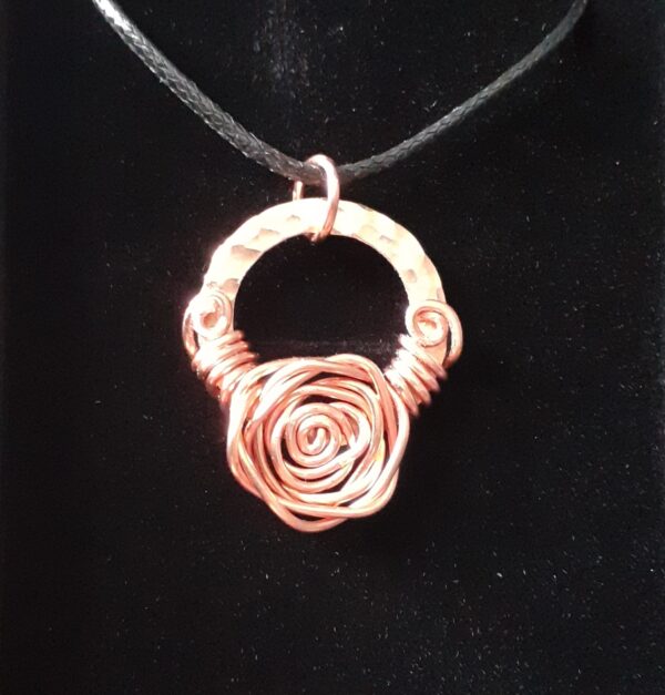 Copper Ringed Large Rose ~ Necklace